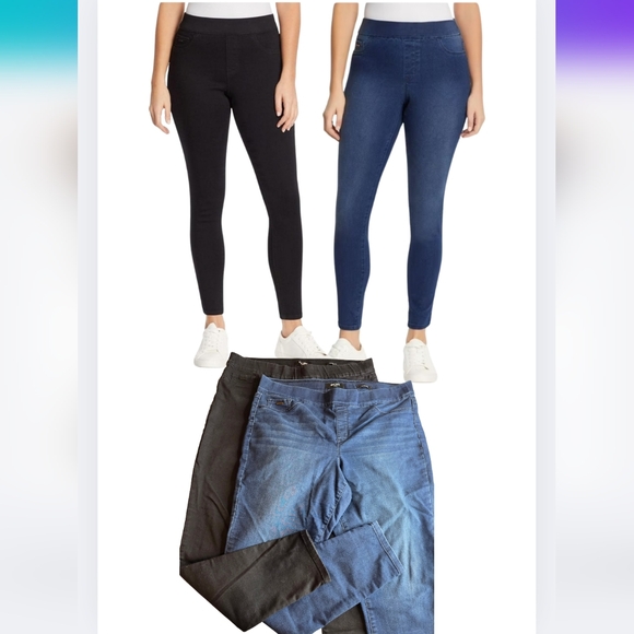 2 Pairs Of Nine West Heidi Pull-On Skinny Jeans Size 16 Blue/Black Bs-1880 - Picture 1 of 9